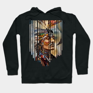 Native American Headdress in striped frame Hoodie